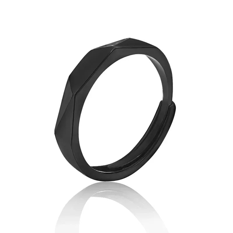 1 par de anillos de pareja de rombos blancos y negros, anillo abierto para mujeres y hombres, anillos de dedo ajustables, regalo de joyería de aniversario para amantes románticos