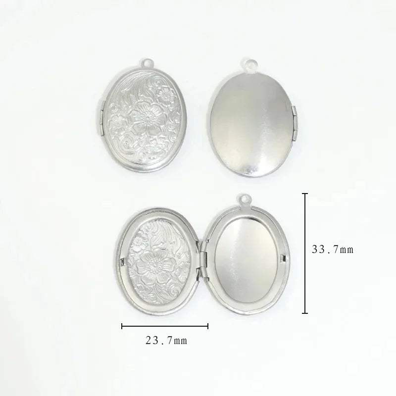 BoYuTe (20 Pieces/Lot) 316 Stainless Steel Oval Shaped Locket Pendant Can Open Photo Locket Diy Jewelry Materials