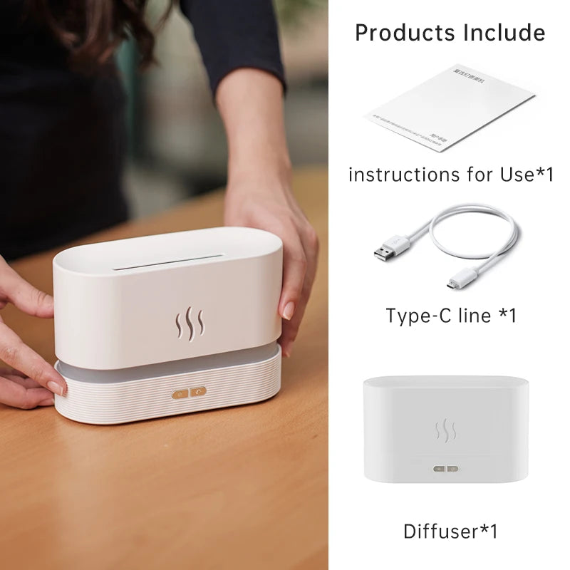 Vissko Aroma Diffuser 180ML Air Humidifier Ultrasonic Aromatherapy Cool Mist Maker Essential Oil Flame Lamp Difusors For Home