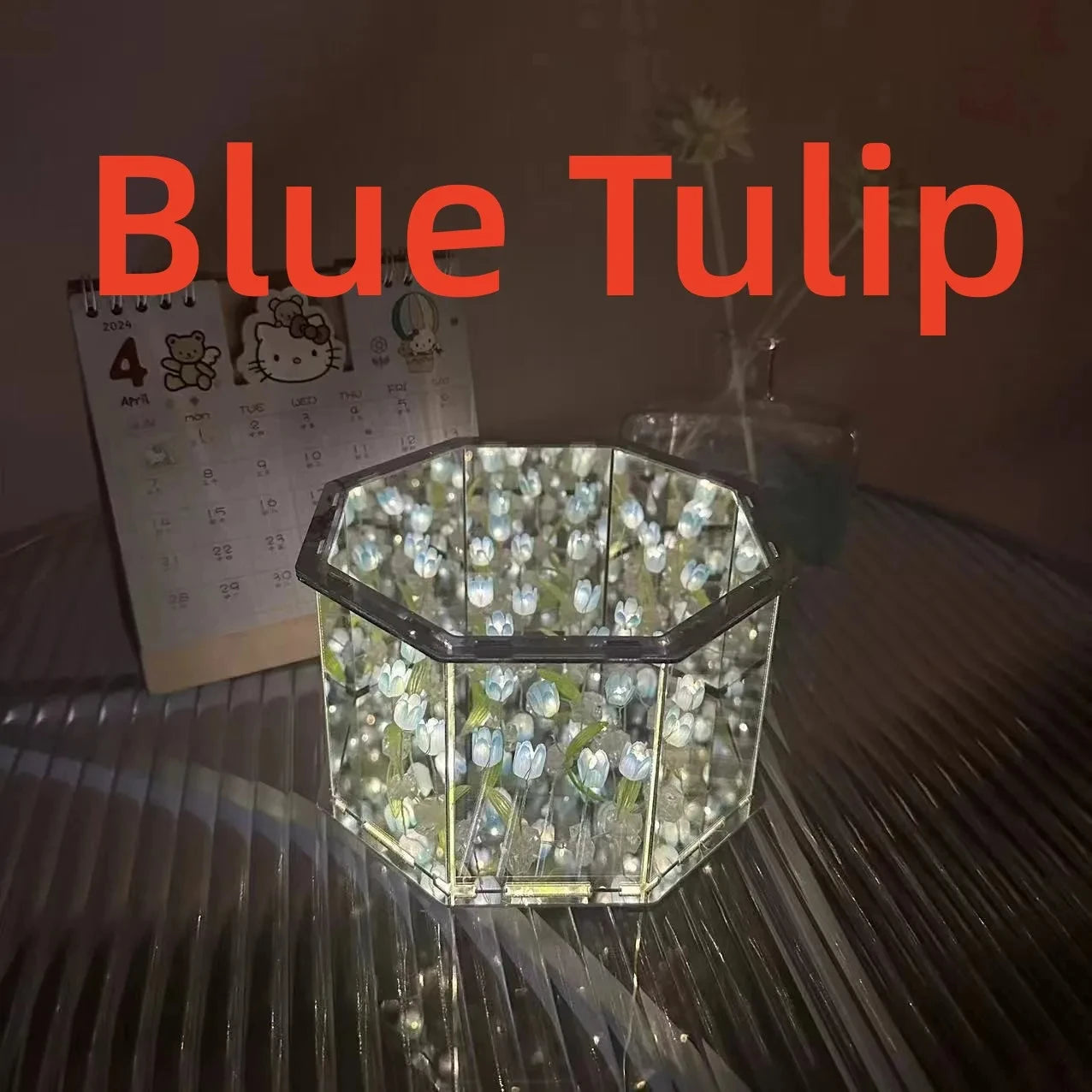 DIY Tulip Night Light Led Decorative Night Lamp Magic Cube Table Lamp and Mirror 2 in 1 for Birthday Gifts and Christmas Present