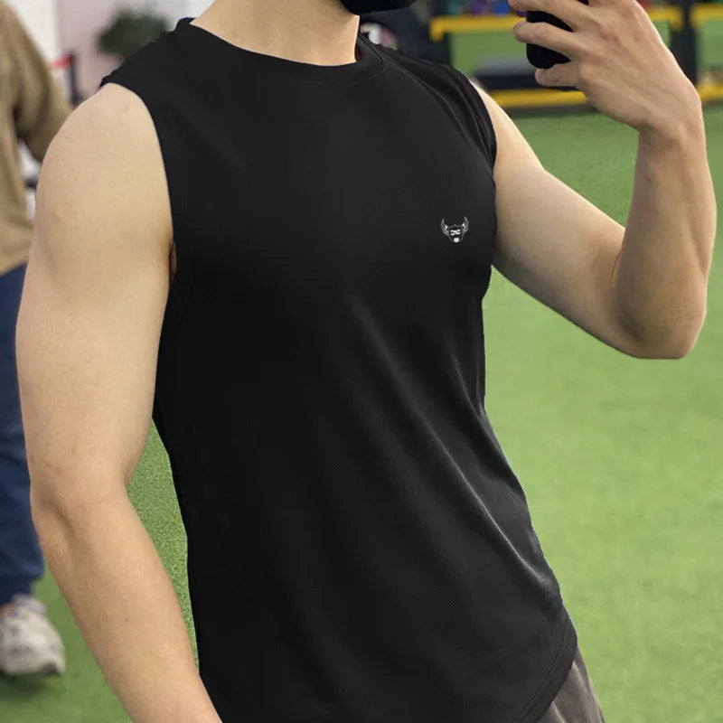 2022 NEW Men Sleeveless Sports Vest Summer Breathable quick-drying Gyms shir Male Bodybuilding Undershirt mesh Fitness Tank Tops