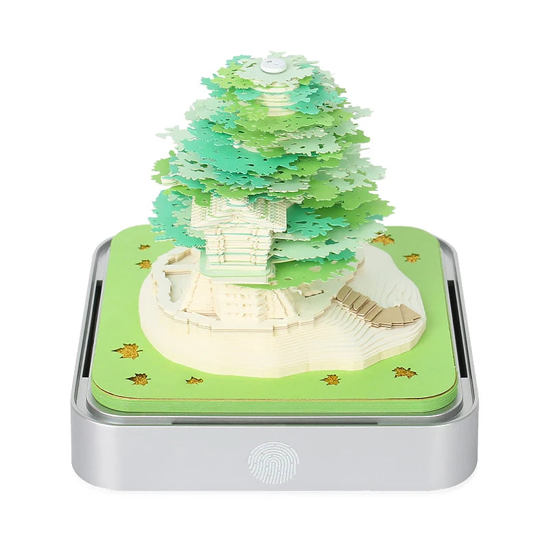 2024 Calendar Memo Pad With LED Lights,Time Piece Calendar,Creative Desk Calendar DIY Paper Carving Art Craft Desktop Decoration