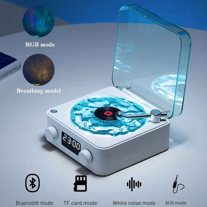 Vintage Vinyl Bluetooth Speaker Waves Vinyl Player White Noise Altavoz Bluetooth Retro Sleep Aid Turntable Speaker with Light
