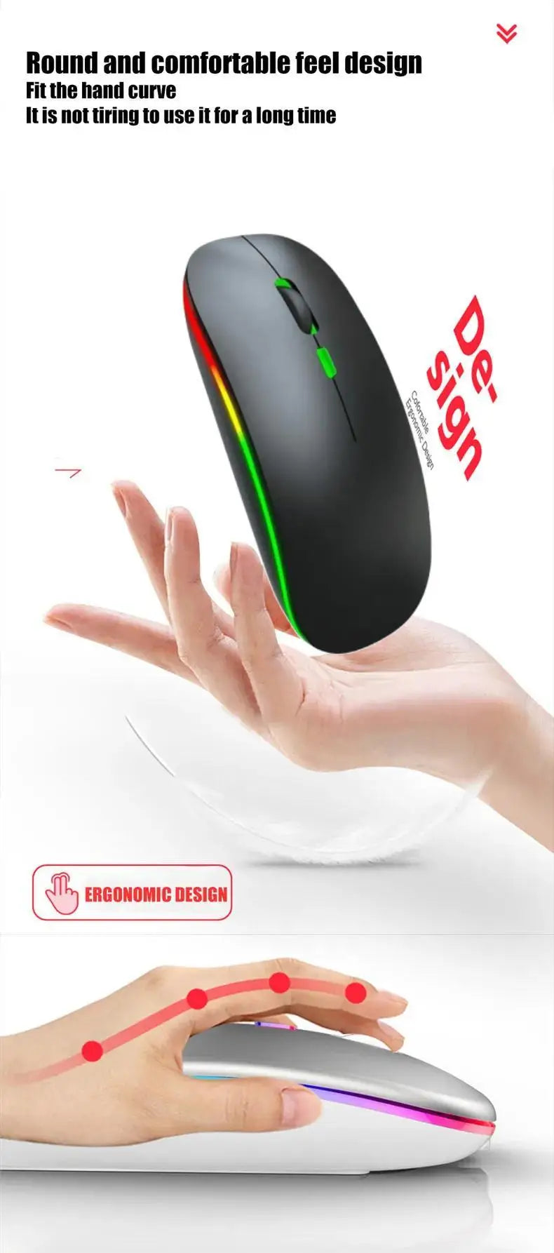 Souris sans fil rechargeable silencieuse à rétroéclairage LED pour ordinateur portable, récepteur 2,4 GHz, souris optique double mode Bluetooth