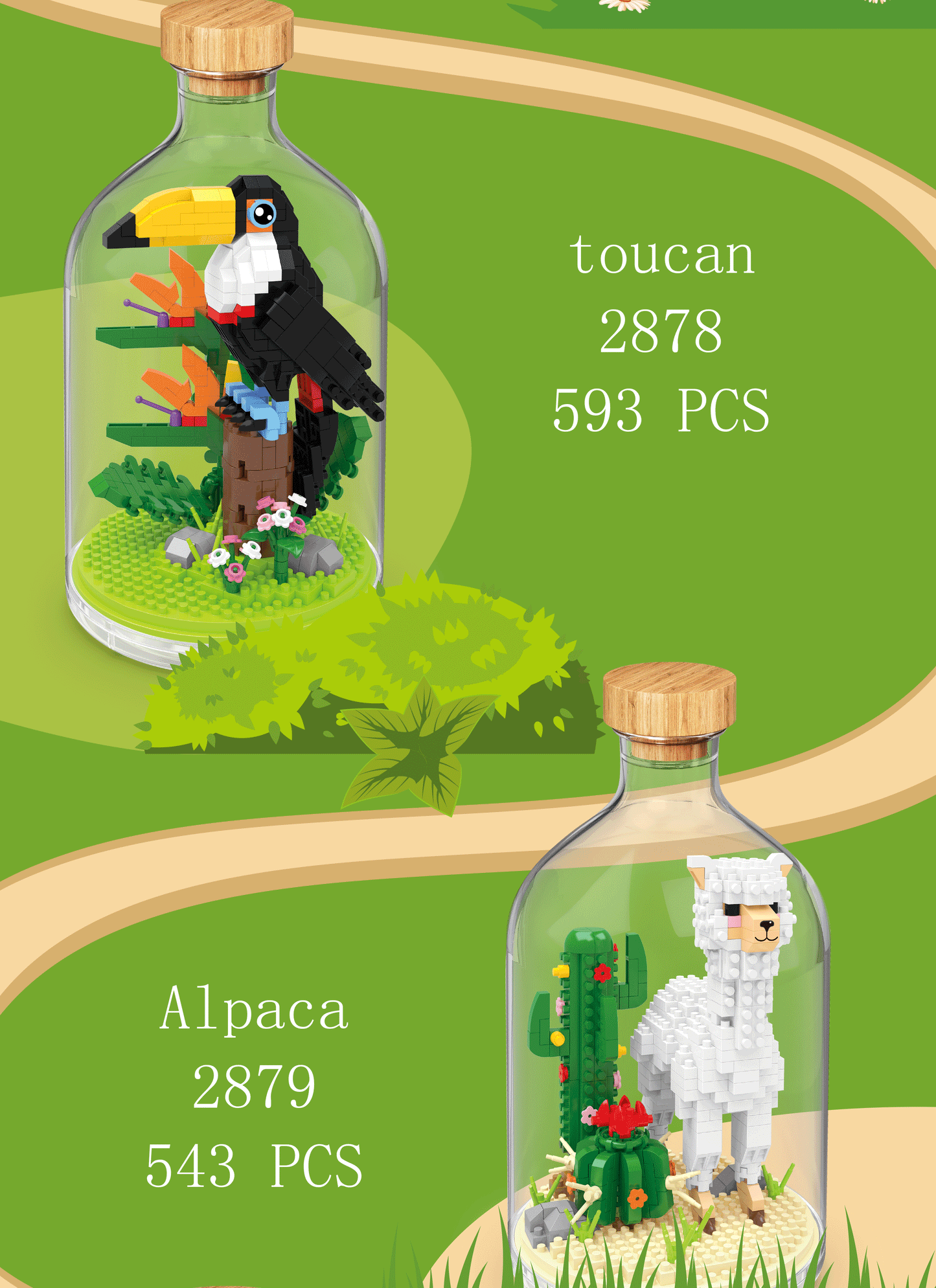 Toys Building Blocks Assembly Tiger Lion Bear Peacock Koala Animal 3D Model Educational Games for Children Kids Gifts