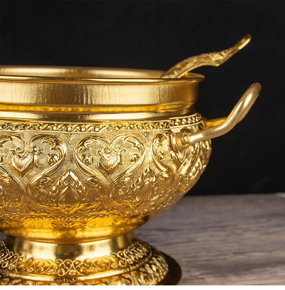 Thai Tom Yum Soup Pot Tall Feet Tin Pan Soup Dessert Container With Spoon Home Decoration Thai Tableware For Kitchen