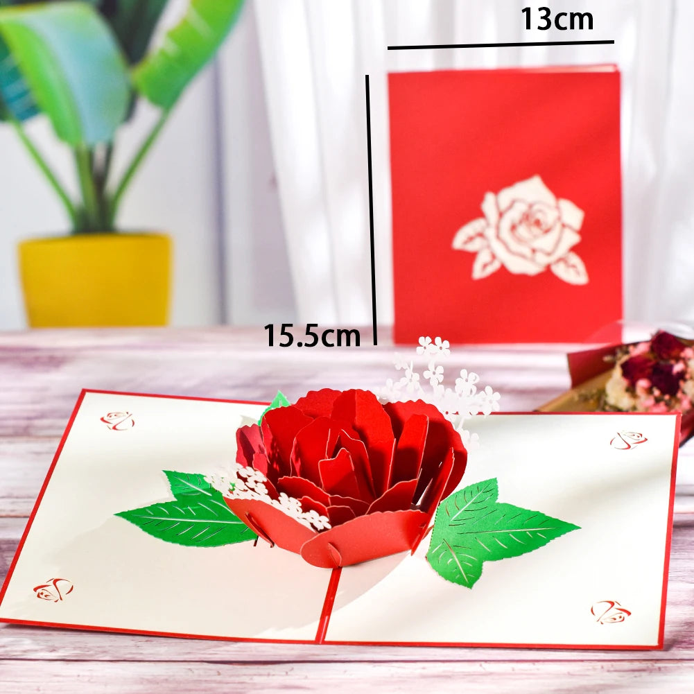 Tarjeta de felicitación emergente con flores en 3D para cumpleaños, día de la madre, día del padre, graduación, aniversario de bodas, mejórate pronto, simpatía