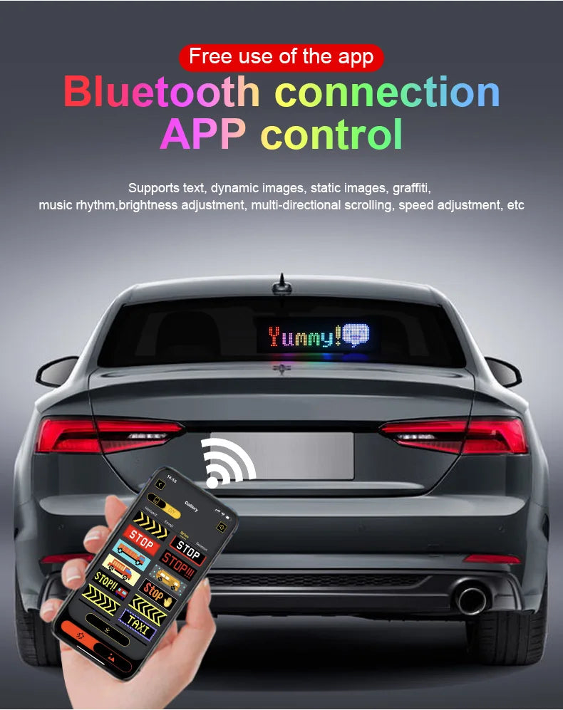 USB LED Matrix Pixel Panel With App Control 5V Flexible Scrolling Bright Advertising LED Signs RGB Pattern Car Animation Display