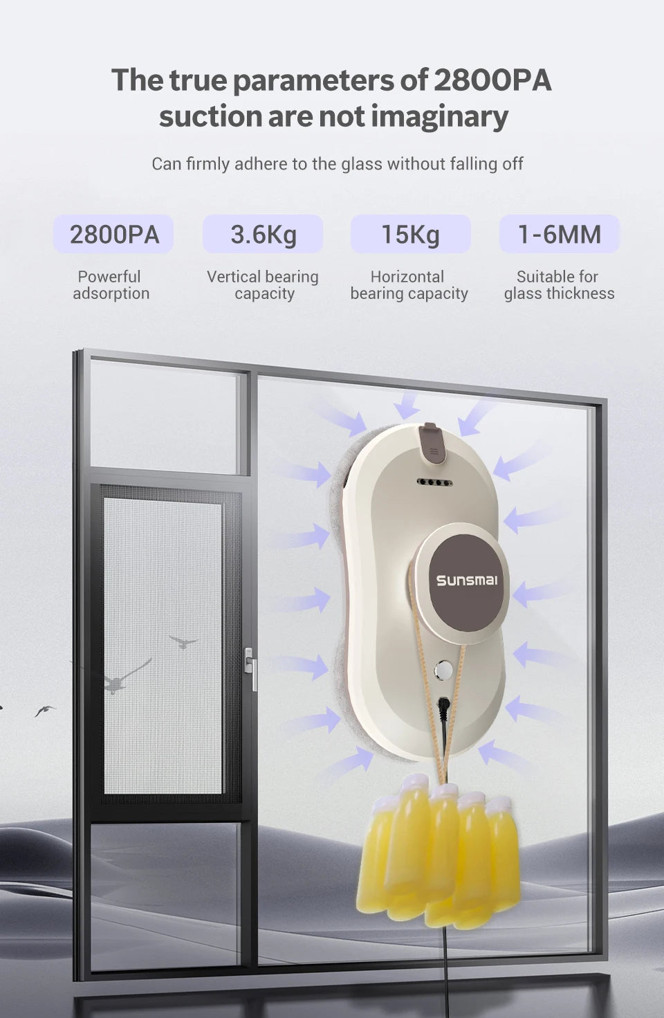 SUNSMAI Robot Window Cleaning Machine Window Washing Robot Double Sided Water Spray Type Window Cleaning Robot