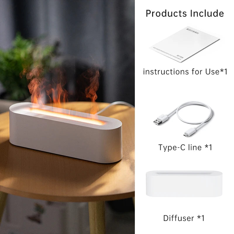 Vissko 7-Colorful Flame Diffuser USB Air Humidifier Aromatherapy Essential for Bedroom Yoga Home Oil Diffuser Fragrance Diffuser