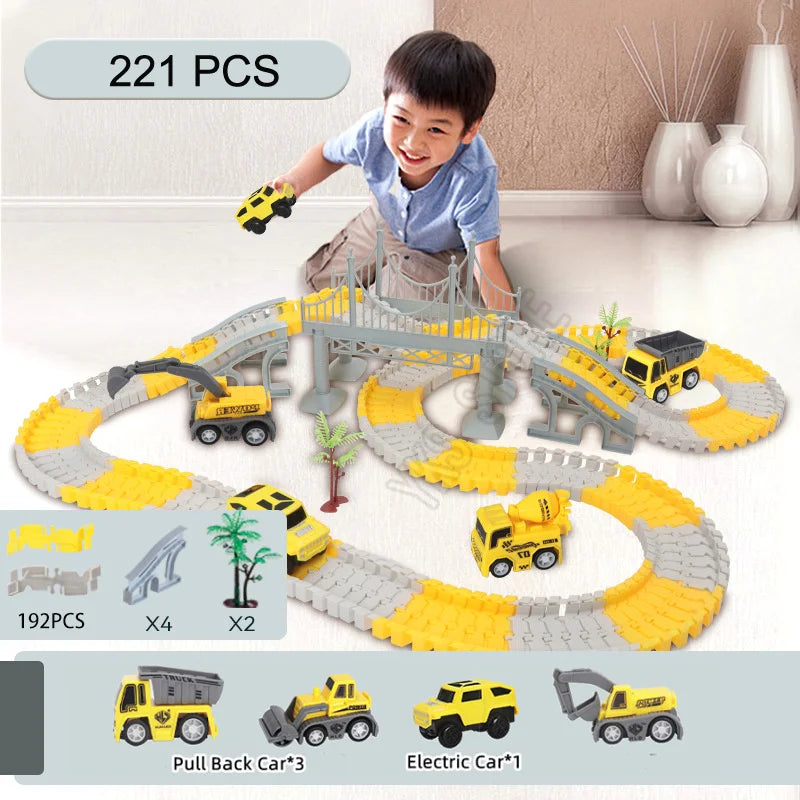 333pcs DIY Race Flexible Railway Racing Play Game Set Track Rail Car Toys Children Bend Electronic Educational for Magic Brain