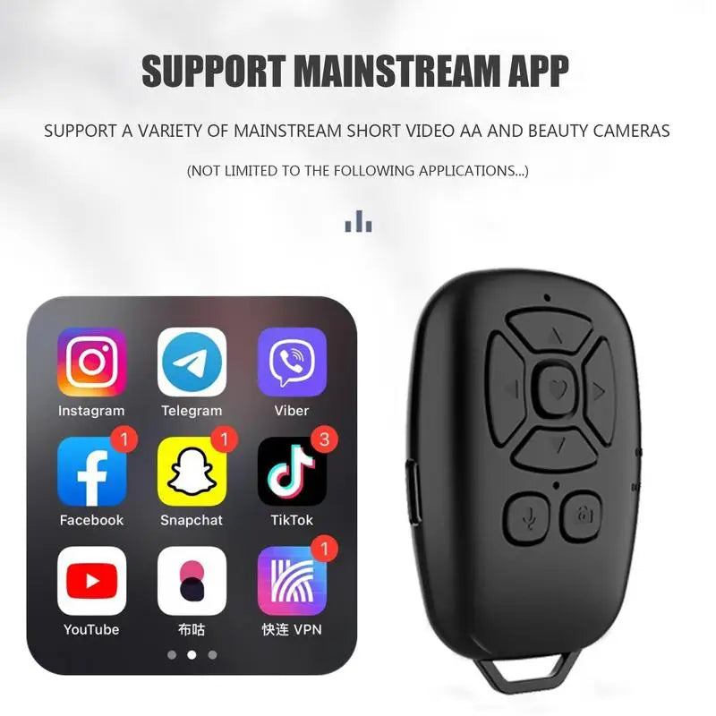 Control remoto inalámbrico para cámara de teléfono, botón de control remoto para teléfono móvil con Bluetooth, pulsador, pasador de página, control remoto recargable para Android IOS