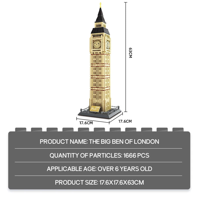 1666 pièces Briques Modèle Londres Big Ben Blocs de Construction Architecture Mondiale Construction Créative Cadeau Jouets Pour Enfants Adultes 5216