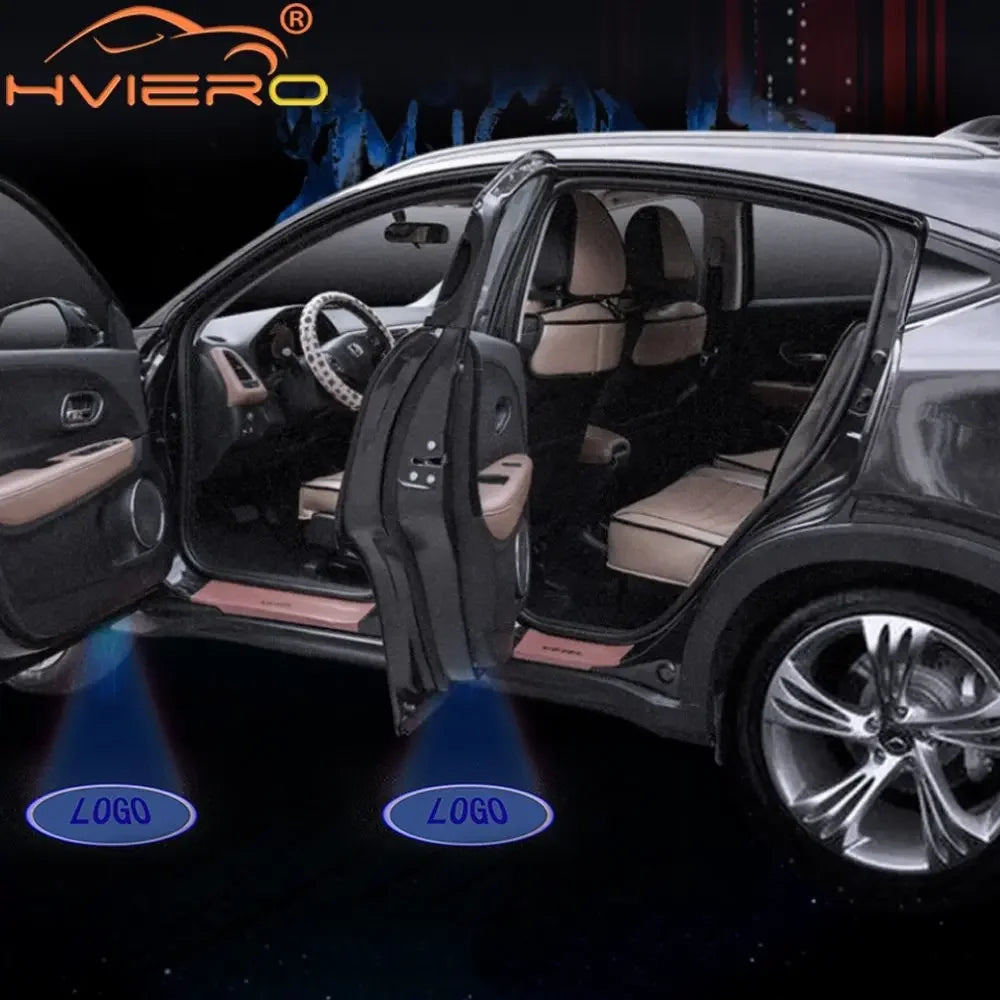2pcs Car Door Lights Welcome Logo Led Laser Projector Ghost Shadow Line Atmosphere Custom Product Modification Parts Auto Lamps
