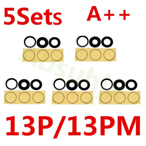 Absuhjx 5sets A++ Back Camera Glass Lens for iPhone 11 12 13 Pro Max 13Mini 14 14Plus X XS XR Rear Cam Holder