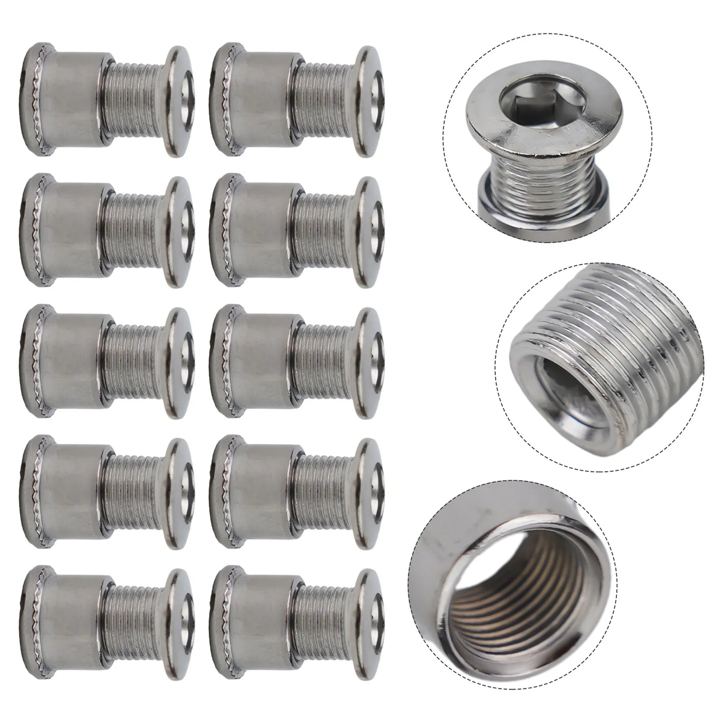 10 piezas de pernos para bielas de bicicleta, pernos simples, dobles y triples, tornillos de acero para platos y platos, tornillos para platos y tuercas, accesorios para bicicletas