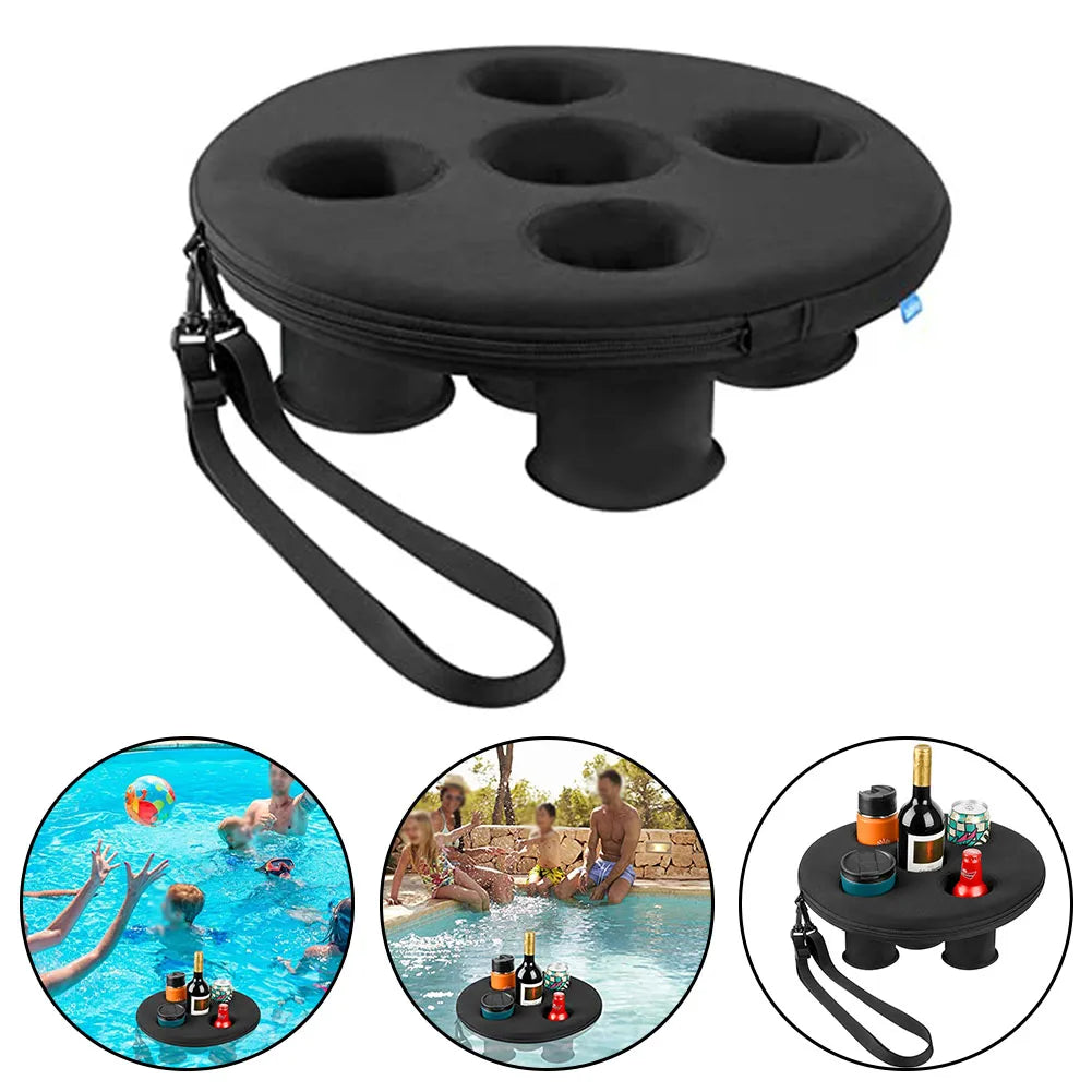 Bucket Cup Holder Floating Inflatable Pool Drink Holder With 5 Holes Float Beer Drink Tray For Swimming Party Cooler Table Parts