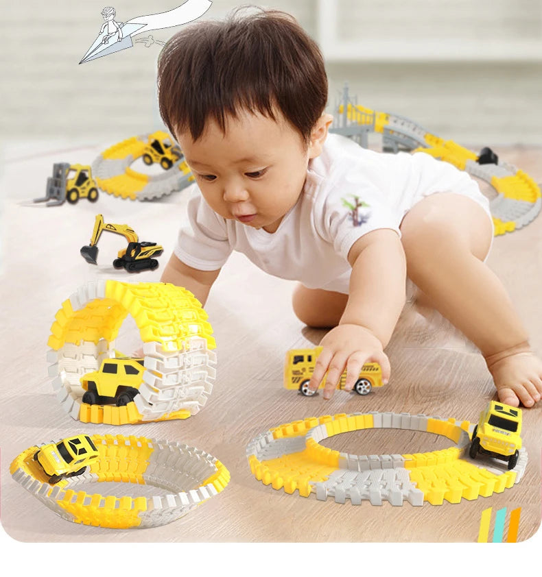 333pcs DIY Race Flexible Railway Racing Play Game Set Track Rail Car Toys Children Bend Electronic Educational for Magic Brain