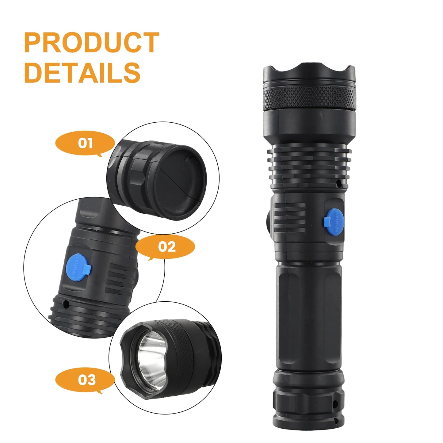 Super Bright LED Scuba Diving Flashlight P50 Underwater Waterproof UCB Rechargeable-Tactical Torch Lamp Spearfishing Lantern