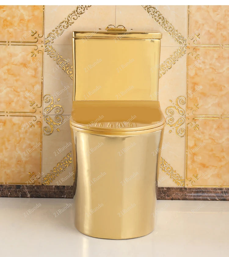 ~Inodoro de cerámica de color mudo para apartamento pequeño de estilo europeo, inodoro dorado de 8,0 pulgadas, inodoro de cañería grande, desodorante