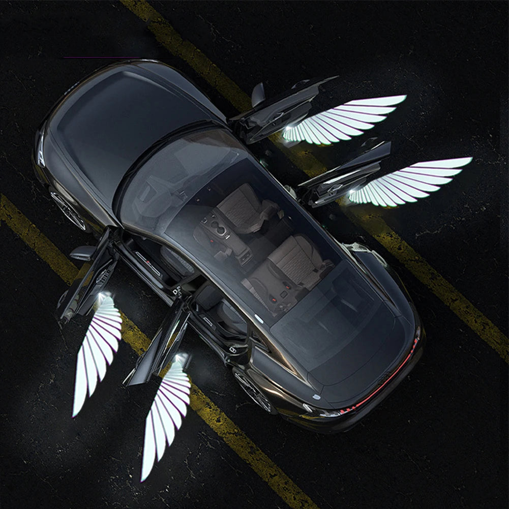 2Pcs/4Pcs Car Angel Wings Wireless Car Door Welcome Courtesy Shadow Projector Lamp LED HD Logo Light Cars Accessories