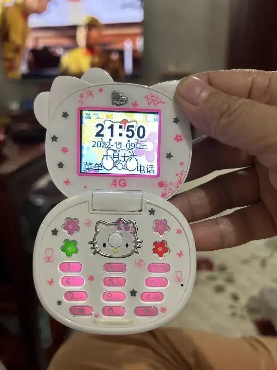 2023 New Kawaii Sanrioed Hello Kitty Flip Phone Cartoon Cute Little friends Taiml Mini Phone For Kids Toys For friends Gifts