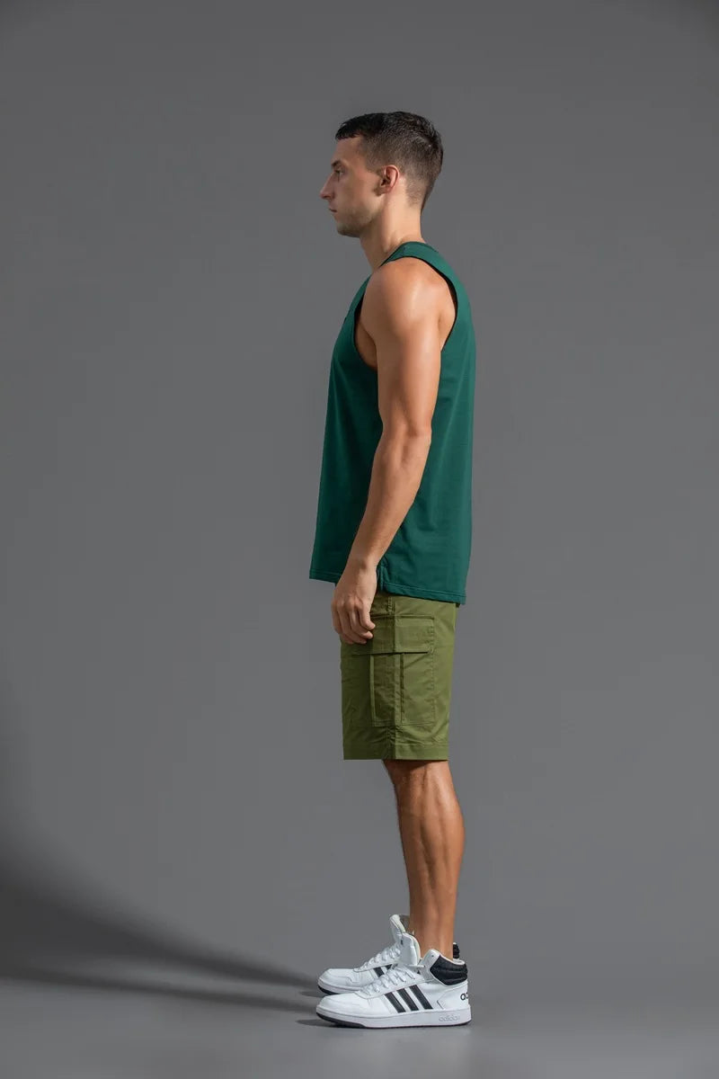 Plus Size Men's Sport Fitness Vest Cotton Trendy Sleeveless T-Shirt Shoulder Vest Casual Top Clearance Special Price