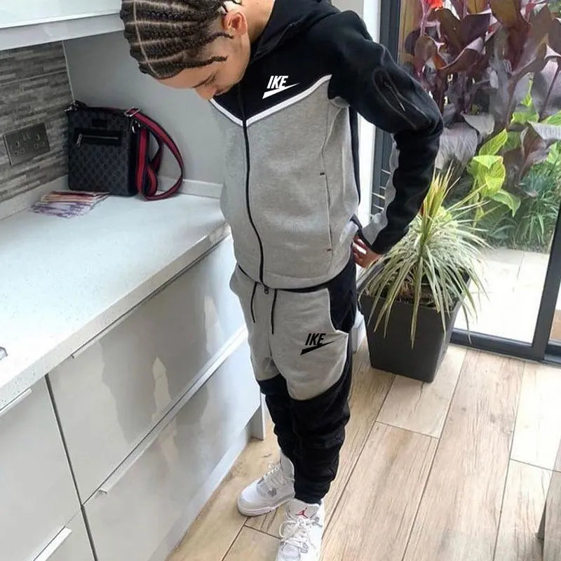 2024 Men's Leisure Sportswear For Men Spring And Autumn New Outdoor Hooded Windbreaker Jacket And Sweatpants Two-piece Set