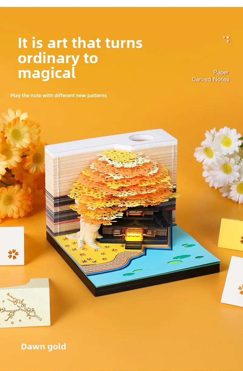 Treehouse 3D Desktop Calendar Sticky Notes Creative Crafts Souvenirs Paper Carvings Post-it Notes New Year Gifts Office Ornament