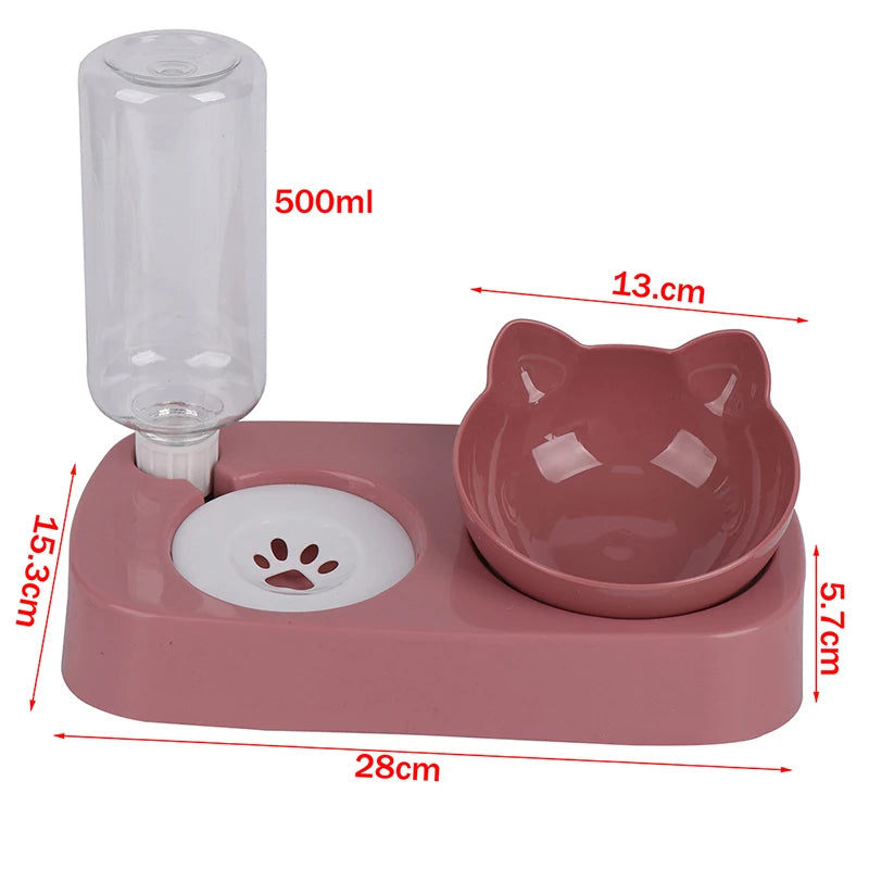 2 in 1 Cat Bowl Water Dispenser Automatic Water Storage Container Pet Feeder