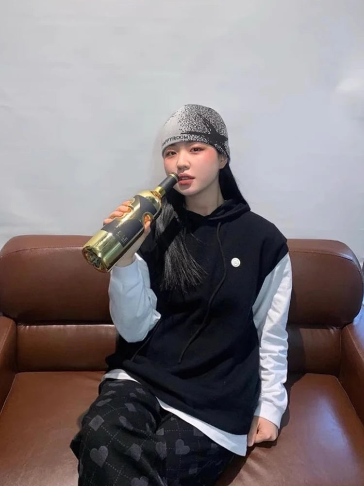 Women Knit Hat Winter Beanie Kpop Y2k Accessories Hip Hop Warm Gothic Graphic Streetwear Spring Vintage Pullover Korean Unisex