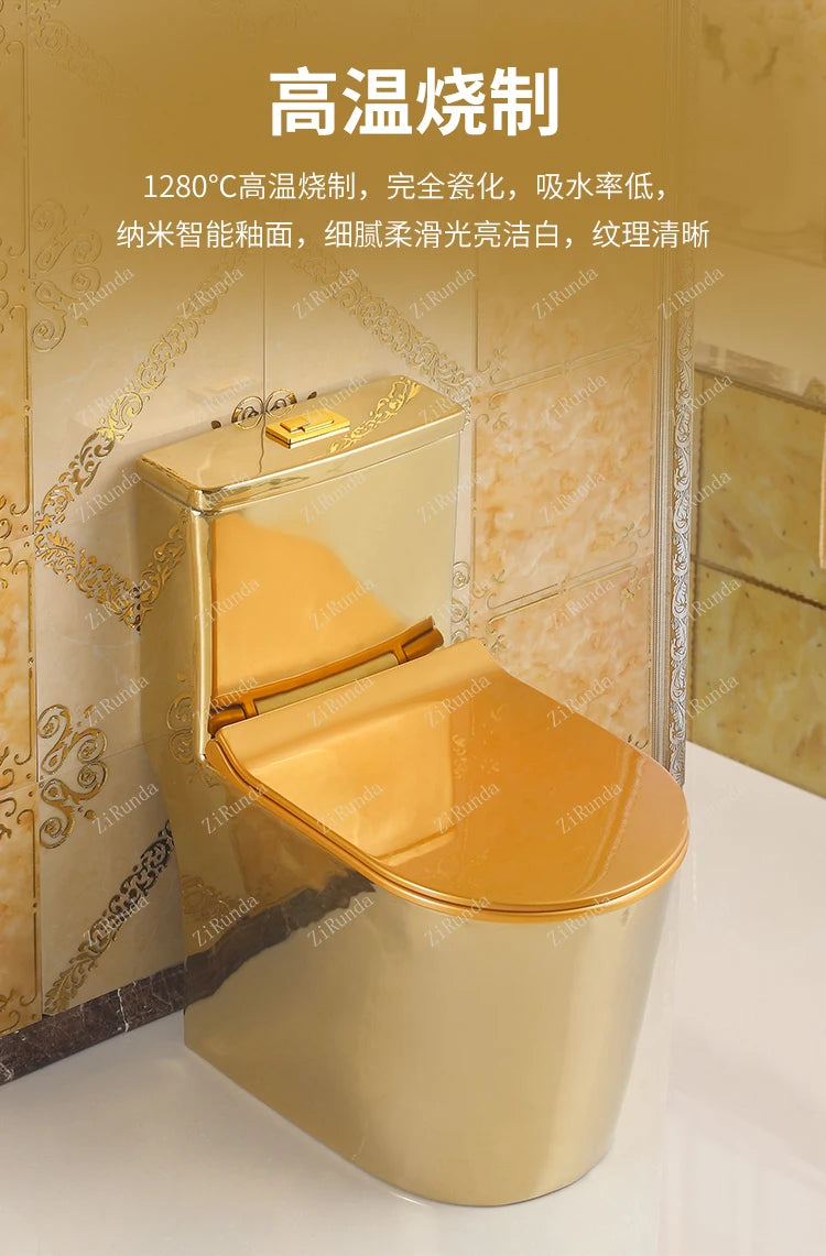 ~Inodoro de cerámica de color mudo para apartamento pequeño de estilo europeo, inodoro dorado de 8,0 pulgadas, inodoro de cañería grande, desodorante