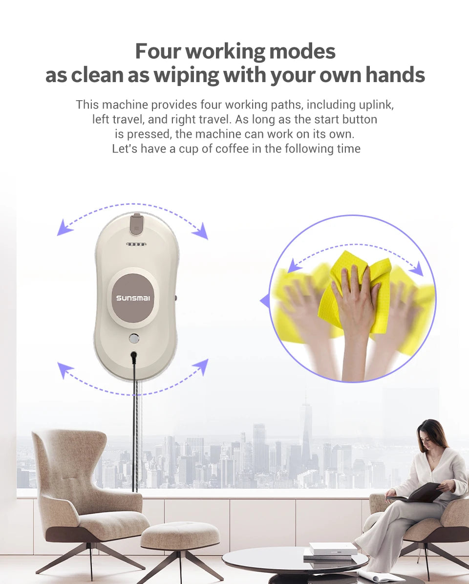 SUNSMAI Robot Window Cleaning Machine Window Washing Robot Double Sided Water Spray Type Window Cleaning Robot