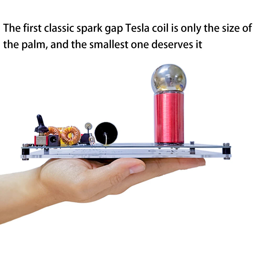 Tesla Coil DIY Kit Touchable Plasma Ball Spark Gap Arc Generator for Physics Teaching Science Experiment Model 9V Power Adapter