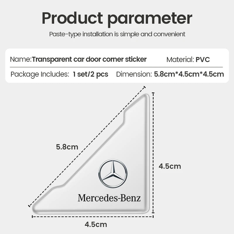 2Pcs Car Door Corner Cover Anti-Scratch Protection Sticker For Mercedes benz A C E class AMG W204 W205 W176 W211 W213 GLA GLC