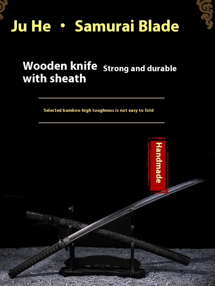 Tai Sword Katana Oriental Draw Sword with Sheath Tang Hengdao Wooden Sword Ancient Style Children's Toy Bamboo Wooden