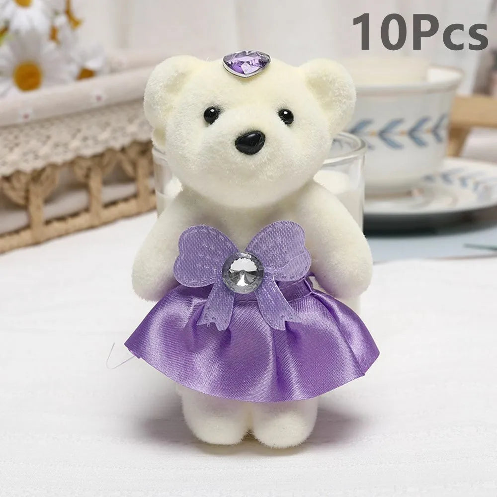 10 piezas de ramo de flores de oso de San Valentín, muñeco de peluche de dibujos animados, ramos de osito de peluche, regalos de graduación, cumpleaños, bodas, decoración de fiesta