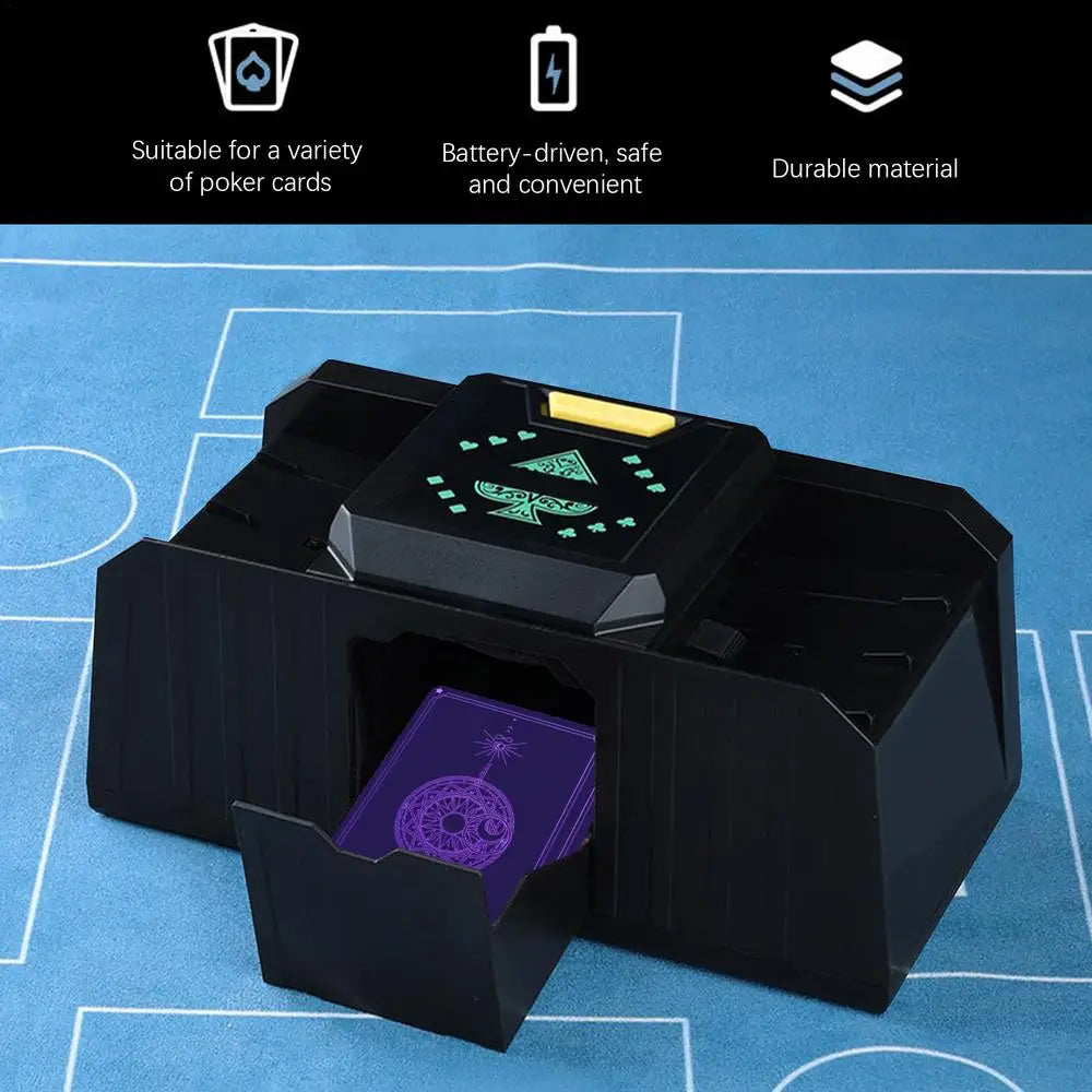 timing Auto Playing Cards Shuffle Electric Poker Shuffler Machine Battery Operated Poker Playing Tool Holds 1-2 Decks of Cards