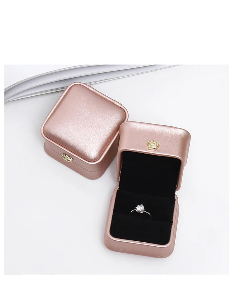 Organizador de regalo con hebilla en forma de corona, 10 unidades, pequeño, portátil, cuadrado, caja de almacenamiento, tela de PU, para joyas, pulseras y collares, venta al por mayor