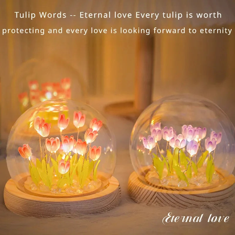 Tulip Night Light Tulip Flower Table Lamp DIY Simulation Tulip LED Night Light Handmade Bedside Light Christmas New Year Gift