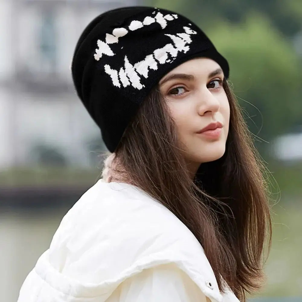 Vintage Y2k Streetwear Women Hat Pullover Hip Hop Knitting Hat Warm Wool Cold Caps