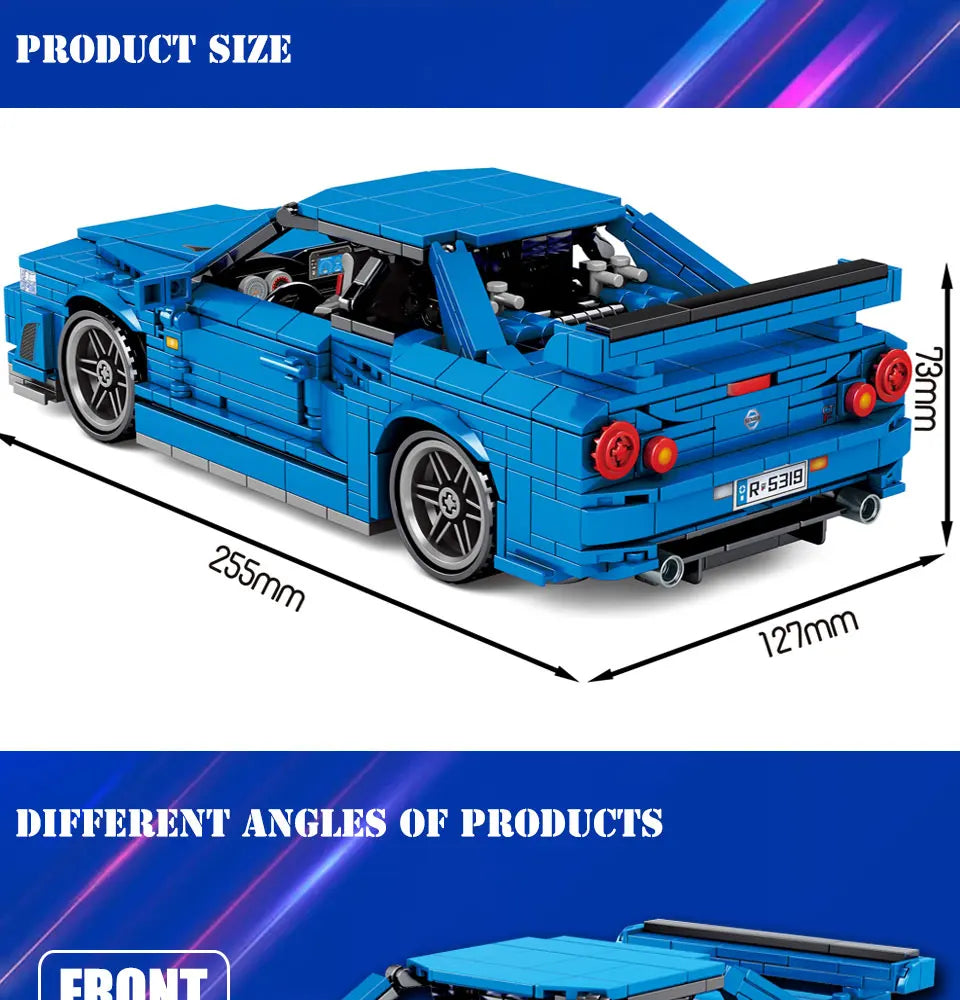 Technical Racing Car Models Speed Champion Car Japan Sport Cars Building Blocks Model Pull Back Vehicel Bricks Toy for Kids