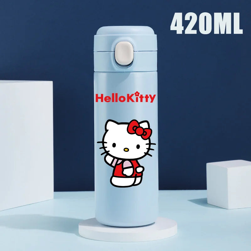 Sanrio 420 ML Thermos Mug Hello Kitty Cartoon 304 Stainless Steel Portable Water Cup Travel Water Bottle Kawaii Cups Kids Gifts