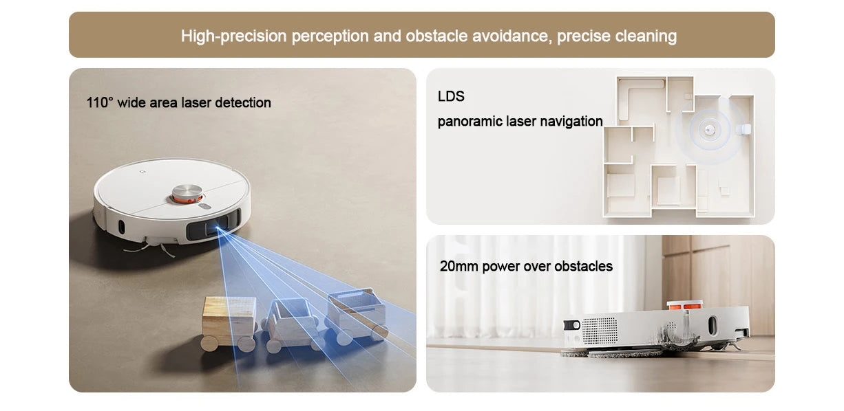 Aspiradora robot XIAOMI MIJIA M40, evitación de obstáculos de alta precisión, succión de 12 kPa, elevación de trapeador inteligente, navegación láser LDS