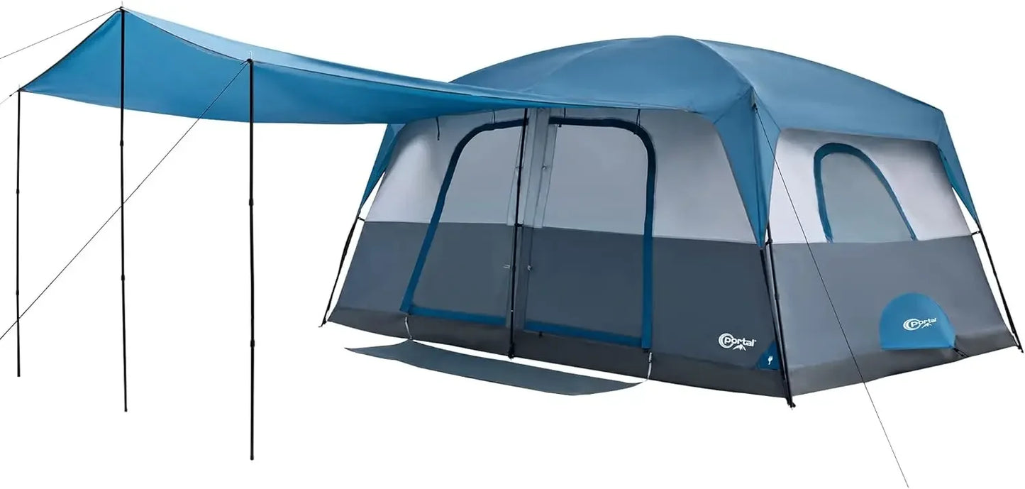 Tienda de campaña para 10 personas con porche, gran tienda de campaña familiar con 2 habitaciones, cortina dividida, para acampar al aire libre, viajar, resistente al agua