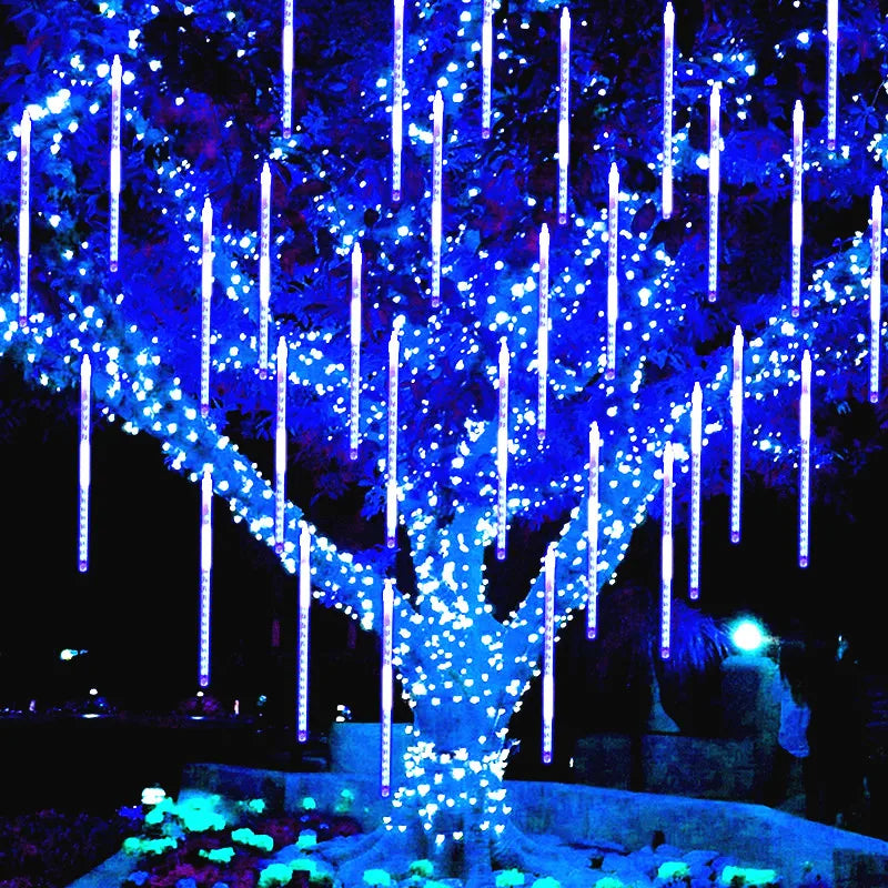 30/50cm Holiday Meteor Shower LED String Lights Christmas Falling Rain Lights Snow Falling Icicle Cascading Light Waterproof New
