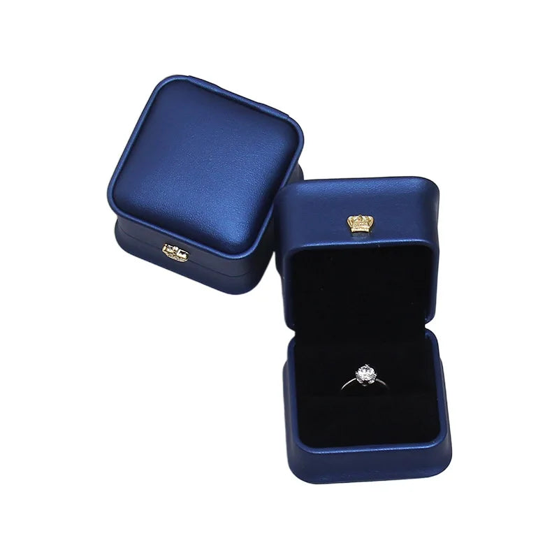 Organizador de regalo con hebilla en forma de corona, 10 unidades, pequeño, portátil, cuadrado, caja de almacenamiento, tela de PU, para joyas, pulseras y collares, venta al por mayor