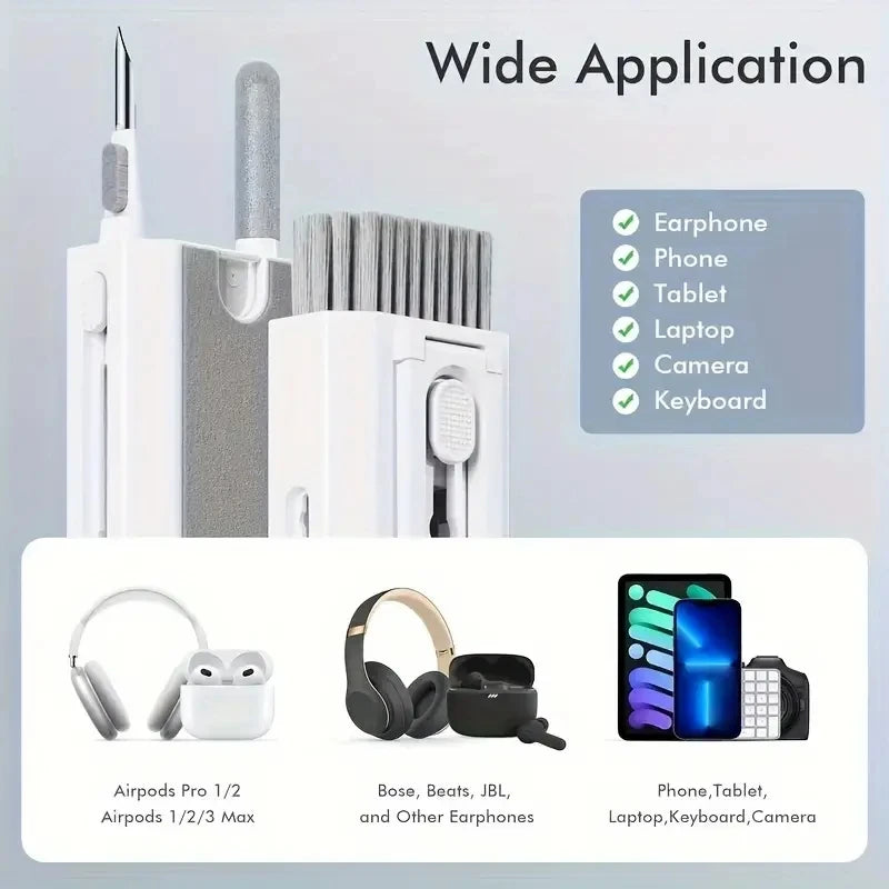 8 in 1 Cleaning Kit Computer Keyboard Cleaner Brush EarphonesCleaning Pen For Headset LPad Phone Cleaning Tools Keycap Puller