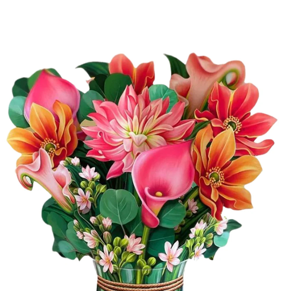 3D Pop Up Flower Greeting Card for Mothers Day Creative Multi-Style Bouquet Birthday Card Thank You Postcard for Birthday Easter