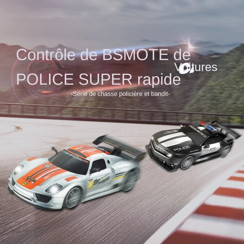 Voiture de police télécommandée super rapide 1/12 2,4 GHz avec lumières, jouet durable pour garçons et enfants
